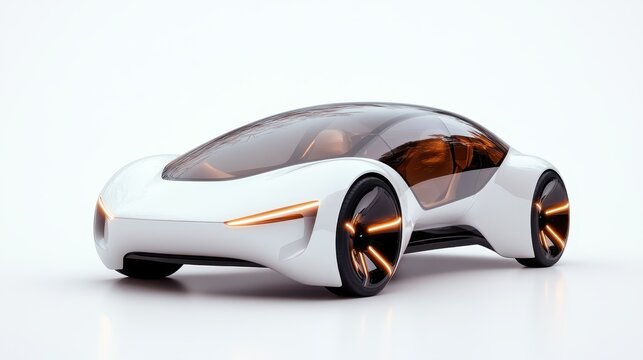 Fototapeta This sleek futuristic electric car showcases cutting-edge design and innovation, blending technology with style for a sustainable future in transportation.