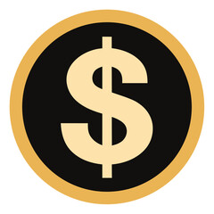 Obraz premium Dollar sing coin money silhouette on White Background