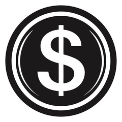 Obraz premium Dollar sing coin money silhouette on White Background