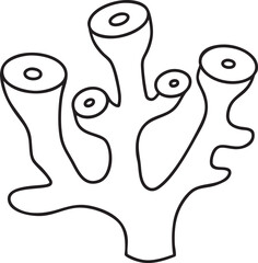 Coral outline vector illustration Hand-drawn art line Great for coloring book, greeting cards, educational material, kids party invitations