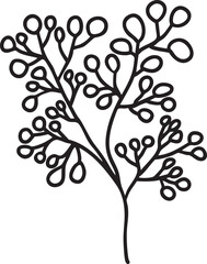 Coral outline vector illustration Hand-drawn art line Great for coloring book, greeting cards, educational material, kids party invitations