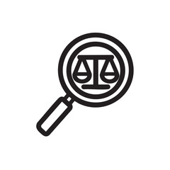 Legal symbol under magnifying glass highlighting justice concept