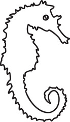 Seahorse outline vector illustration Hand-drawn art line Great for coloring book, greeting cards, educational material, kids party invitations