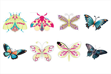 Colorful Butterfly Illustrations Set for Design Inspiration