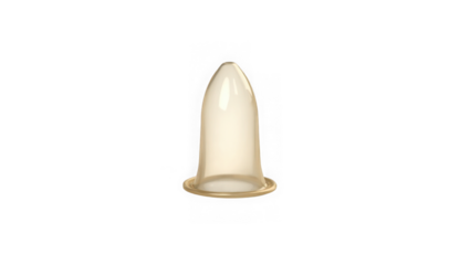 A single condom is isolated on transparent background, shown in its packaging and unwrapped