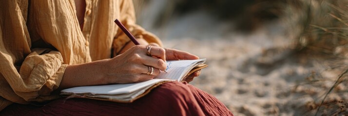 Journaling Prompts Support Emotional Processing on a Beach During Sunset Hours With a Focus on Self-Reflection and Personal Growth