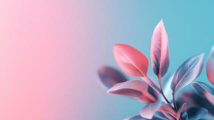 Fototapeta premium A stunning arrangement of vibrant leaves against a soft pastel backdrop, evoking feelings of nature's beauty and tranquility while showcasing intricate details of each leaf.
