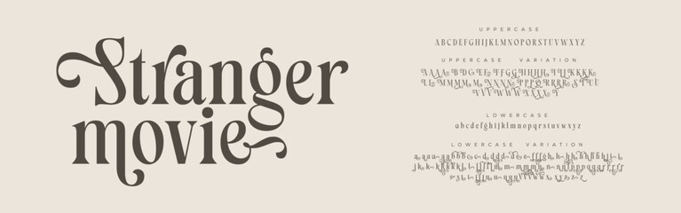 Elegant Font Uppercase Lowercase And Number. Minimal modern urban fonts for logo, brand etc. Typography typeface uppercase lowercase and number. vector illustration | Stranger movie Variation 
