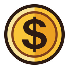 Dollar sing coin money silhouette on White Background