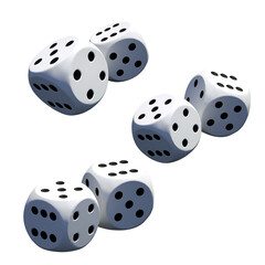 Realistic White Dice Set – Gambling and Board Game Elements