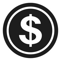 Obraz premium Dollar sing coin money silhouette on White Background