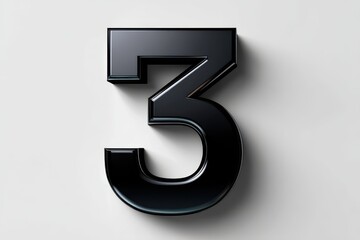 Sleek black number three stands out against a soft gray background, capturing attention with its modern design and minimalist style