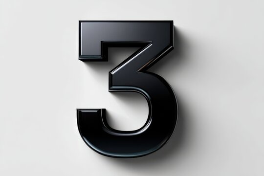 Sleek black number three stands out against a soft gray background, capturing attention with its modern design and minimalist style