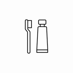 toothbrush toothpaste set icon sign vector