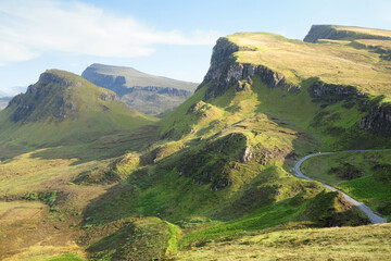View from the Quiraing landslip, looking towards Cleat, Dun Dubs and Bioda Buidhe on the...