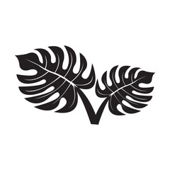 monstera leaf icon illustration design template
