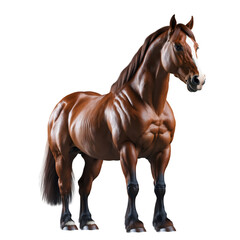 Fototapeta premium 3D rendered muscular brown horse, isolated on transparent background