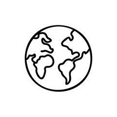 Simple Line Drawing of Earth Globe World Map Handmade Environment Icon vector