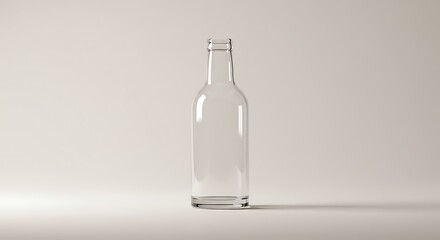Minimalist glass bottle mockup with light background
