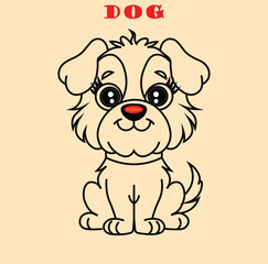 A dog logo line art vector illustration .