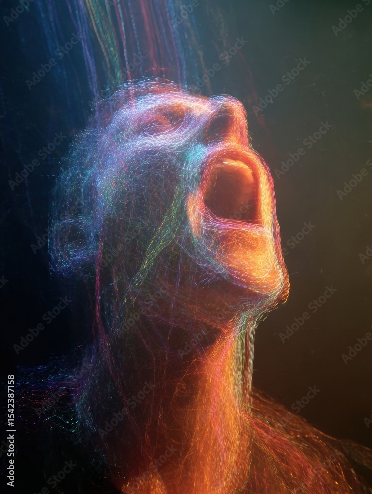 Poster Exploring the Inner Scream Through Echo Lines in a Vibrant and Abstract Visualization