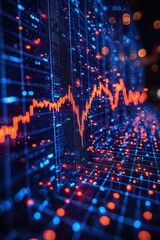 Fototapeta premium Dynamic glowing stock market graph symbolizing growth and progress