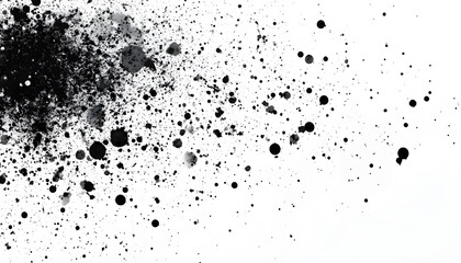 Abstract grunge texture with pin dots in black, white colors. Chaotic scattered ink blots, paint drops on light background