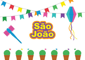 Vector drawing with the theme of the S&atilde;o Jo&atilde;o festival in Porto
