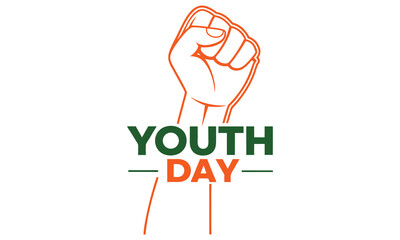 Youth day fist raised in solidarity isolated on white background