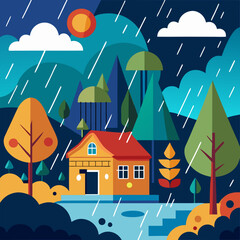 Fototapeta premium houses in the rain