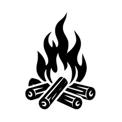 Minimalist Campfire with Logs Silhouette – Black SVG Clipart Icon
