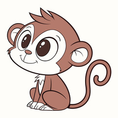 Fototapeta premium A charming cartoon monkey stands with a friendly smile, showcasing its playful nature