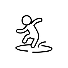 Simple Line Drawing of Person Falling into Puddle Rainy Day Weather Icon Handmade Style