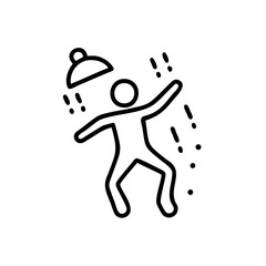 Black Line Drawing Person Falling Cloche Rain Drops Weather Handmade Icon Symbol