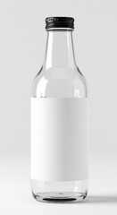 glass bottle with lid and blank label with light background