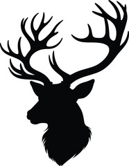 Naklejka premium Majestic deer head silhouette profile.