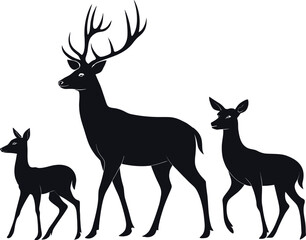 Deer family silhouette graphic illustration