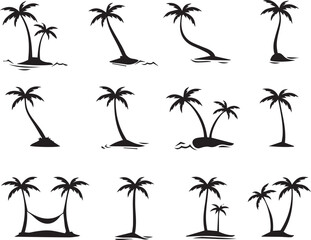 Island Getaway Essentials Colorful Summer Beach , coconut tree Silhouette Designs