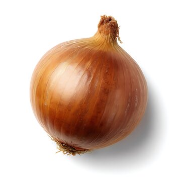  A whole onion with its rich brown skin and smo fon white background