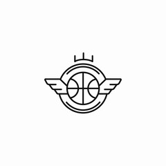 basketball winged crown icon sign vector