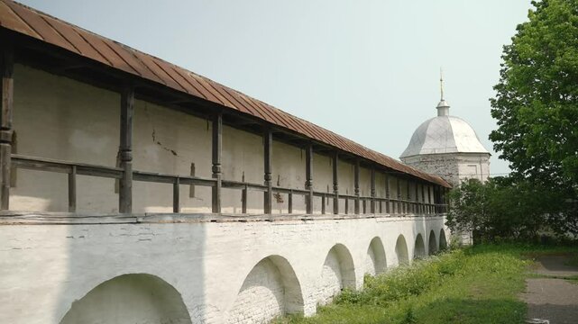 Covered wall and tower in suzdal kremlin