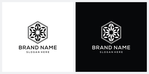 leaf flower floral logo design vector