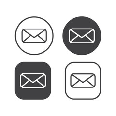 Email icon set, Mail and envelope icon, flat email icon vector, Email symbol