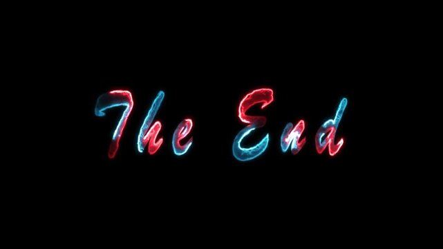 Cinematic Smooth Cyan and Red Neon 'The End' Text with Special Effects For Professional Outro Graphic Video Effects 
