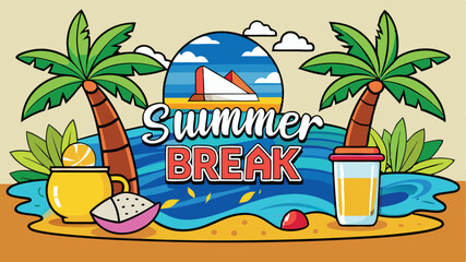 Summer break tropical beach silhouette