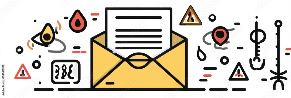 Poster Phishing Email Warning Icon Featuring Envelope and Alert Symbols Representing Online Security Risks