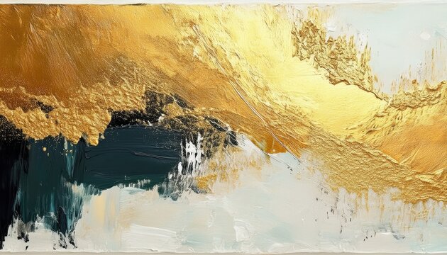 luxurious gold white and emerald green abstract brushstroke texture with black accents for elegant branding, print design, or modern web layout

