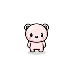 Cute Pink Kawaii Bear Cub Mascot Logo