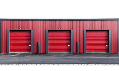 Fototapeta premium Three storage units exterior modern design isolated on transparent background.