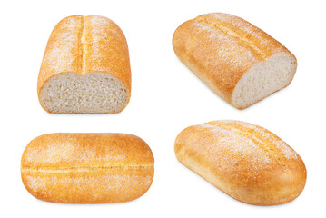 White bread on a white isolated background